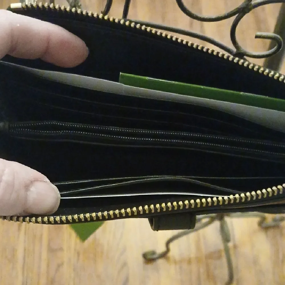 Kate Spade Black Textured Crossbody Bag with Gold Detail